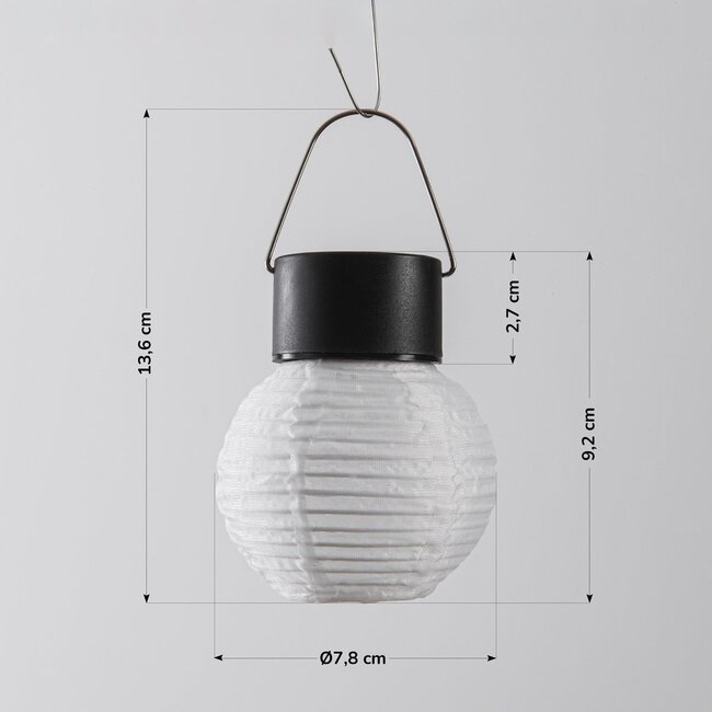 Solar lantern Soleni – solar-powered hanging lamp made of white nylon