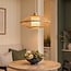 Bamboo pendant lamp Levra with linen diffuser in natural
