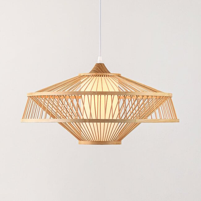 Bamboo pendant lamp Olira with diffuser in natural