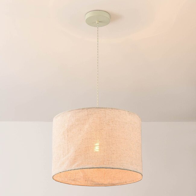 Linen pendant lamp Calero in off-white