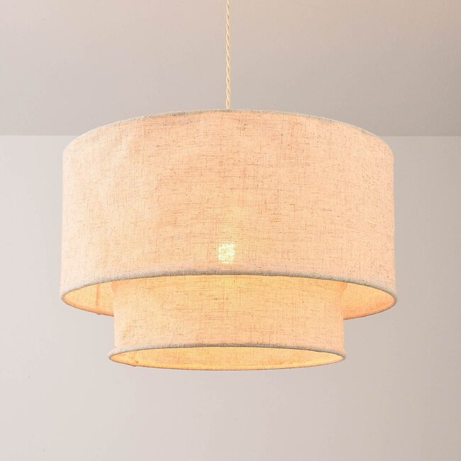 Linen pendant lamp Cavallo 2-layer in off-white