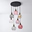7-light pendant light Liya with coloured glass - smoked, amber and pink