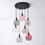 7-light pendant light Liya with coloured glass - smoked, amber and pink