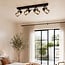 4-light ceiling light Lucie with smoked grey glass - black