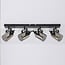 4-light ceiling light Lucie with smoked grey glass - black