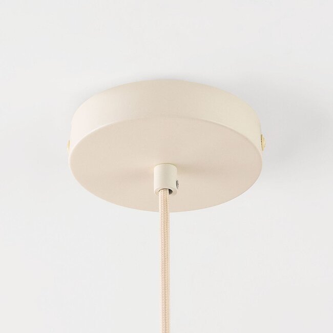 Pendant lamp Hyske with ribbed shade in sand beige