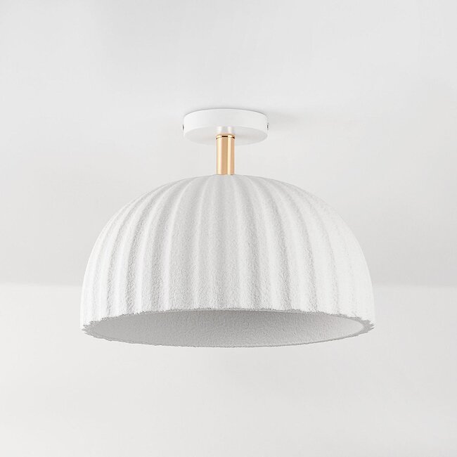 Ceiling lamp Lysko with ribbed shade in white