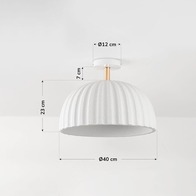 Ceiling lamp Lysko with ribbed shade in white
