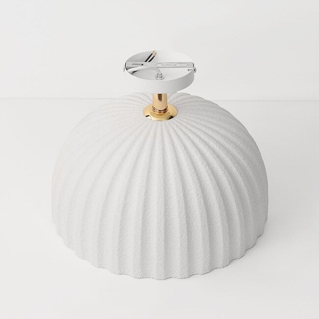 Ceiling lamp Lysko with ribbed shade in white
