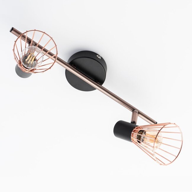 Industrial 2-light ceiling spotlight Lincoln, copper with matte-black