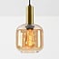 Pendant lamp Appeso in gold with amber glass