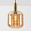 Pendant lamp Basso in gold with wide amber glass