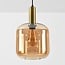 Pendant lamp Basso in gold with wide amber glass