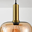 6-light pendant lamp Sei with amber glass and gold
