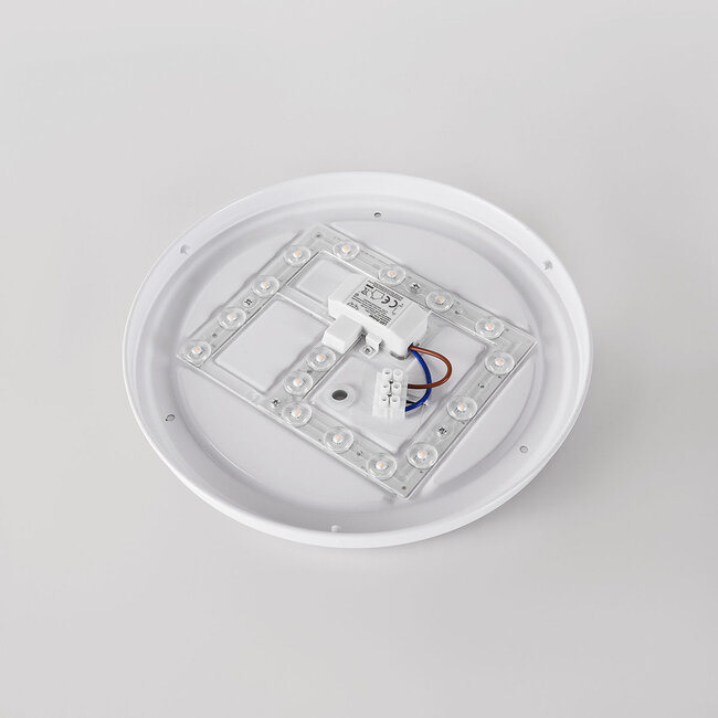 Ceiling lamp Nardia with integrated LED and 3-step dimmable Ø29 cm in beige with wood accent