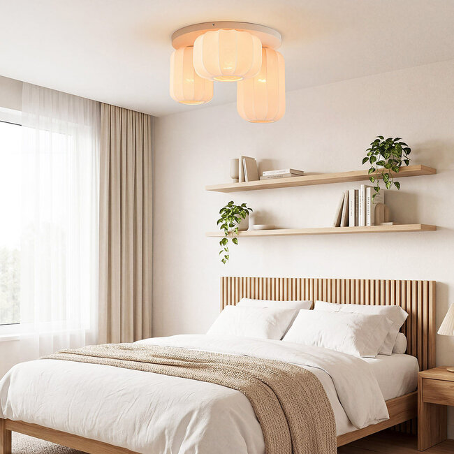 3-light Japandi ceiling light Sandel