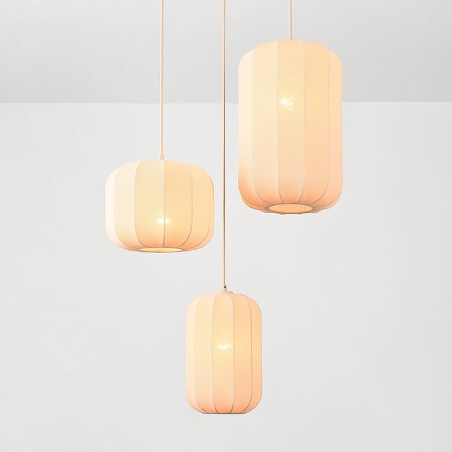 Japandi pendant light Morra 3-light fabric
