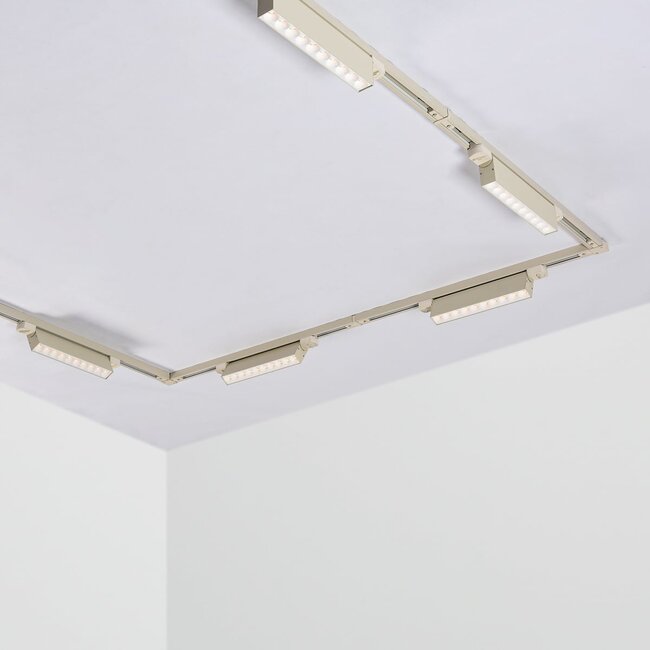 1-phase track system of 3 m with Nexu spotlights 3000 Kelvin in beige