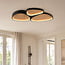 Elpisie ceiling light with integrated LED, 3-step dimmable – black with a wood effect finish