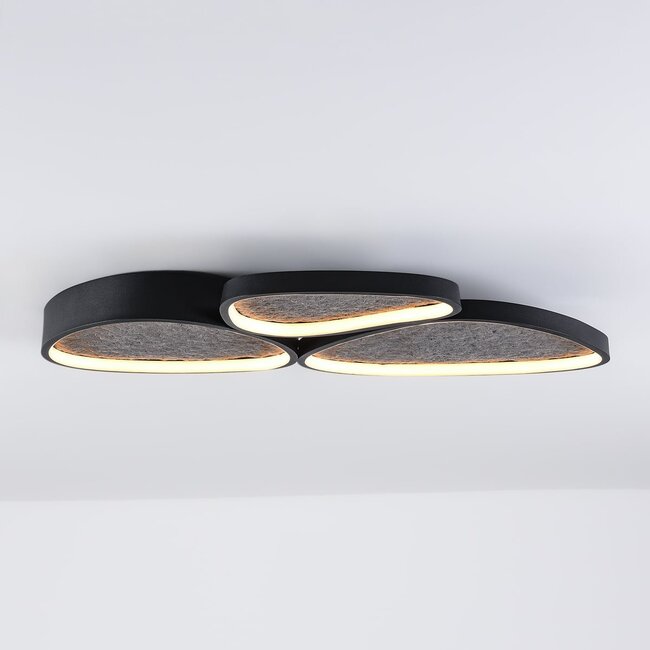 Ceiling lamp Elpisie with integrated LED, 3-step dimmable in black with stone effect