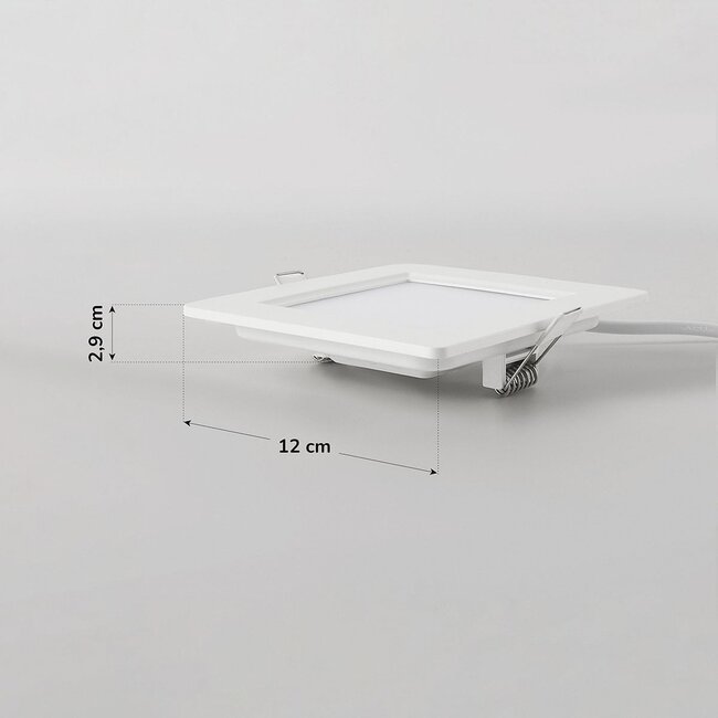 Square LED downlight 6W adjustable colour temperature - 120 x 120 mm