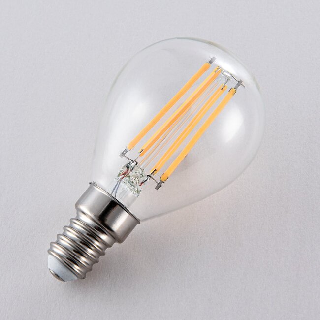 E14 3-step dimmable LED filament bulb Ø45 with clear glass 4.5W 2700K
