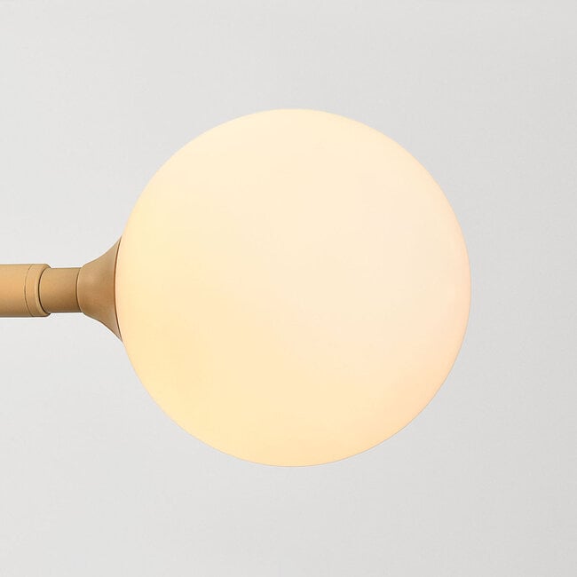 6-light pendant light Aster - beige with opal white glass
