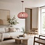 Ecruva pendant light with round terra pink fabric shade