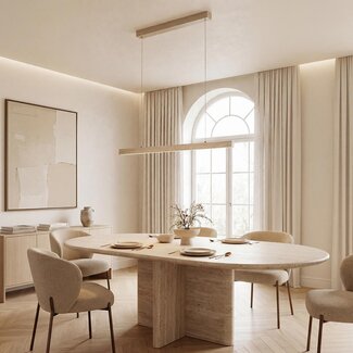 Pendant lamp Romee with integrated LED and travertine (natural stone)