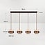 4-light pendant light Travé in travertine (natural stone) and wood