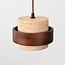 4-light pendant light Travé in travertine (natural stone) and wood