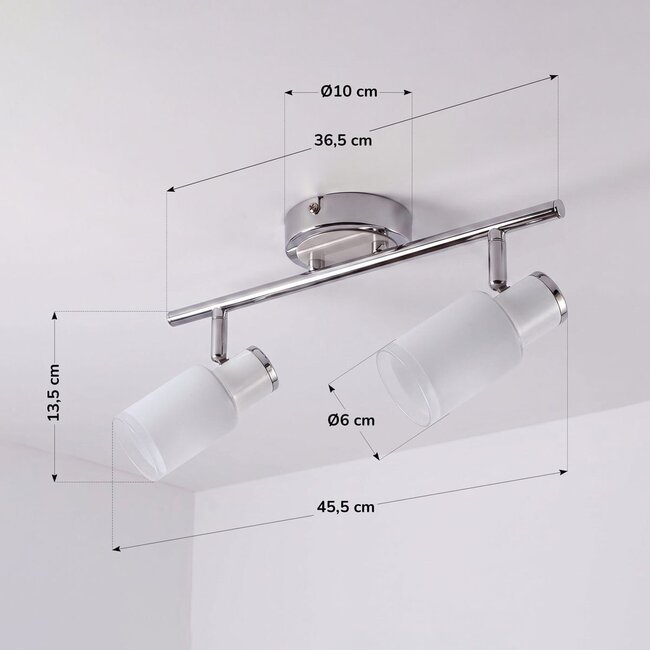 Modern ceiling spotlight silver, 2 lights - Crystal (E14 socket)