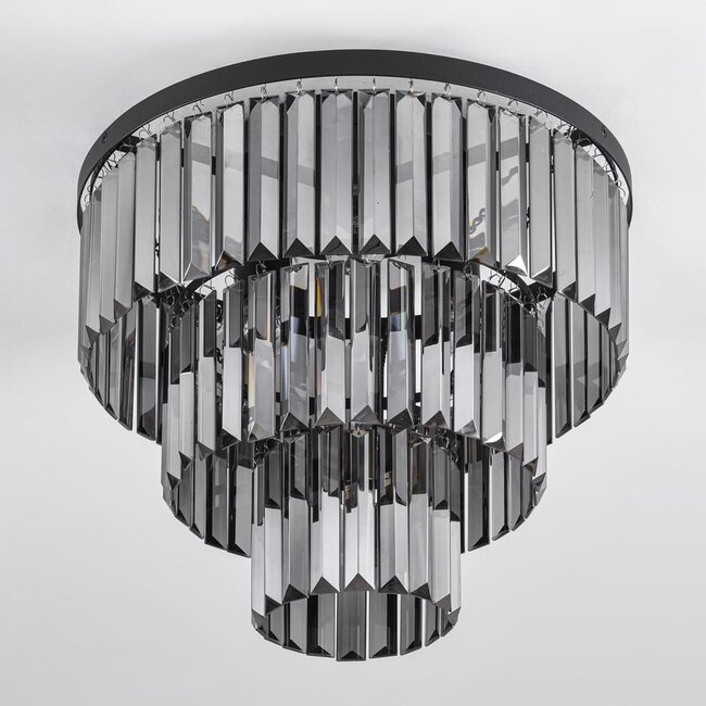 Royce 3-light ceiling light - black with smoked glass
