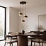 Travé designer pendant light in travertine (natural stone) and wood, 3-light