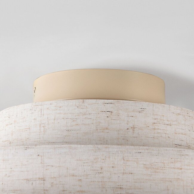Ceiling lamp Mavro with layered linen shades in off-white