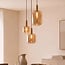 3-light pendant lamp Pendu in gold with amber glass