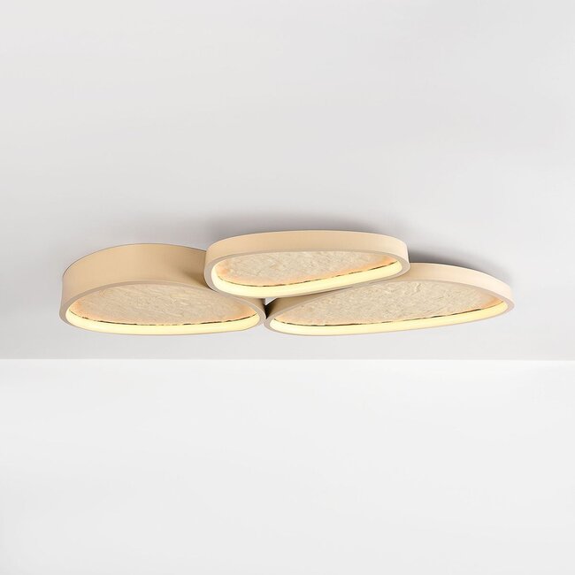Ceiling light Elpisie with 3-step dimmable LED and stone effect - beige