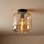 Ceiling lamp Soli in black with amber glass