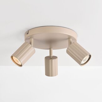 3-light rotatable ceiling light Bruna with ribbed spotlights - Beige