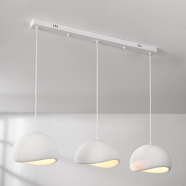 Shibui 3-light compact pendant light - white stone effect