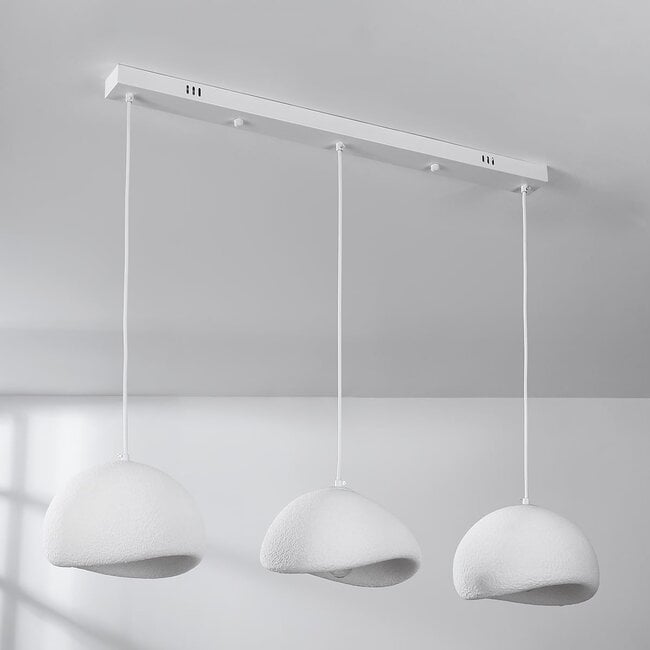 Shibui 3-light compact pendant light - white stone effect