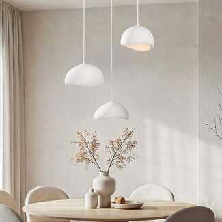 3-light Wabi-Sabi pendant lamp Ishi with White stone effect - 3 x 30 cm