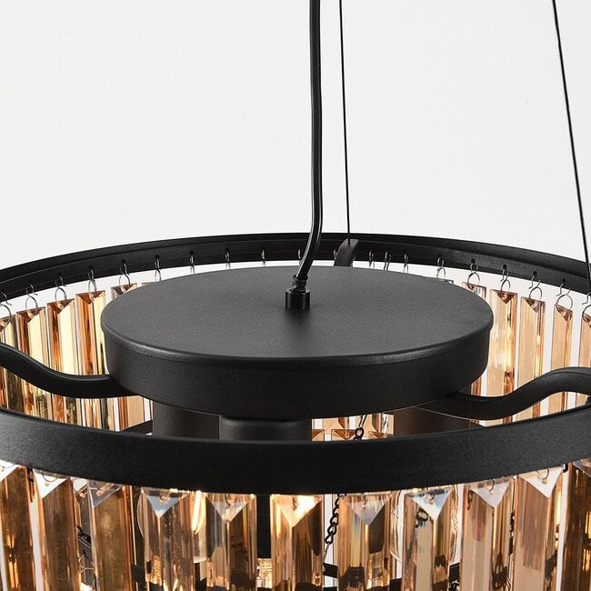 3-light pendant lamp Kristal with amber glass crystals