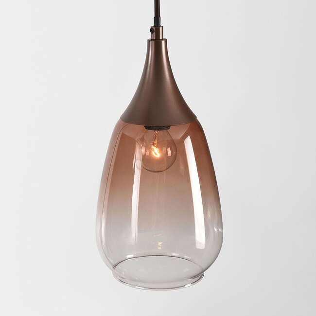 6-light pendant light Loic with ombre glass - brown