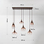 6-light pendant light Loic with ombre glass - brown