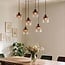 6-light pendant lamp Palaio with ombre glass in brown