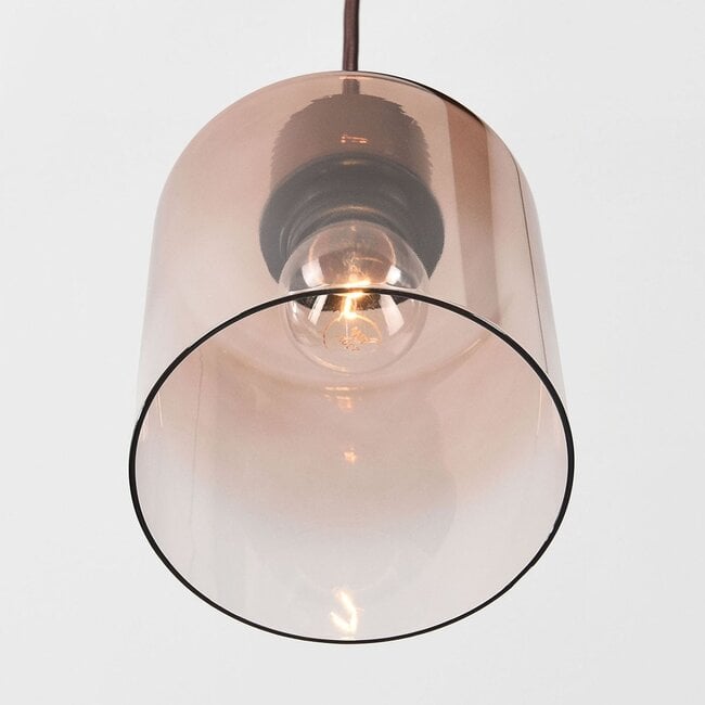 6-light pendant lamp Palaio with ombre glass in brown