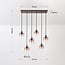 6-light pendant lamp Palaio with ombre glass in brown