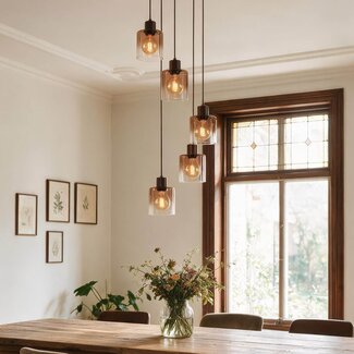 Design pendant light Palaio 5-light with ombre glass - brown