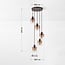 Designer pendant lamp Palaio 5-light with ombre glass in brown